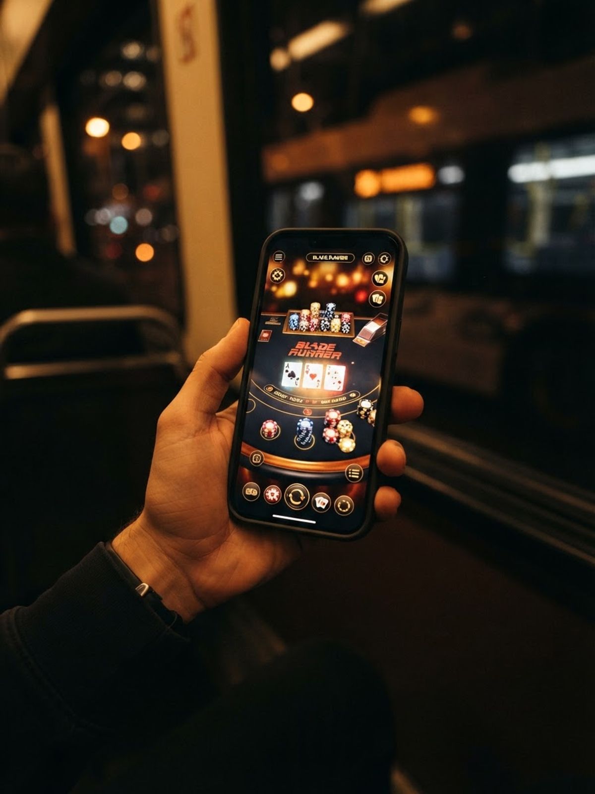 Smartphone showing casino app on the go