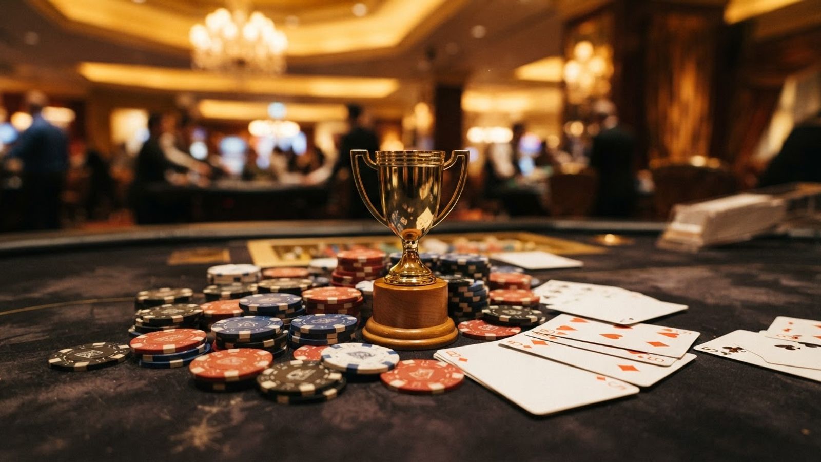 Trophy with casino chips for loyalty rewards